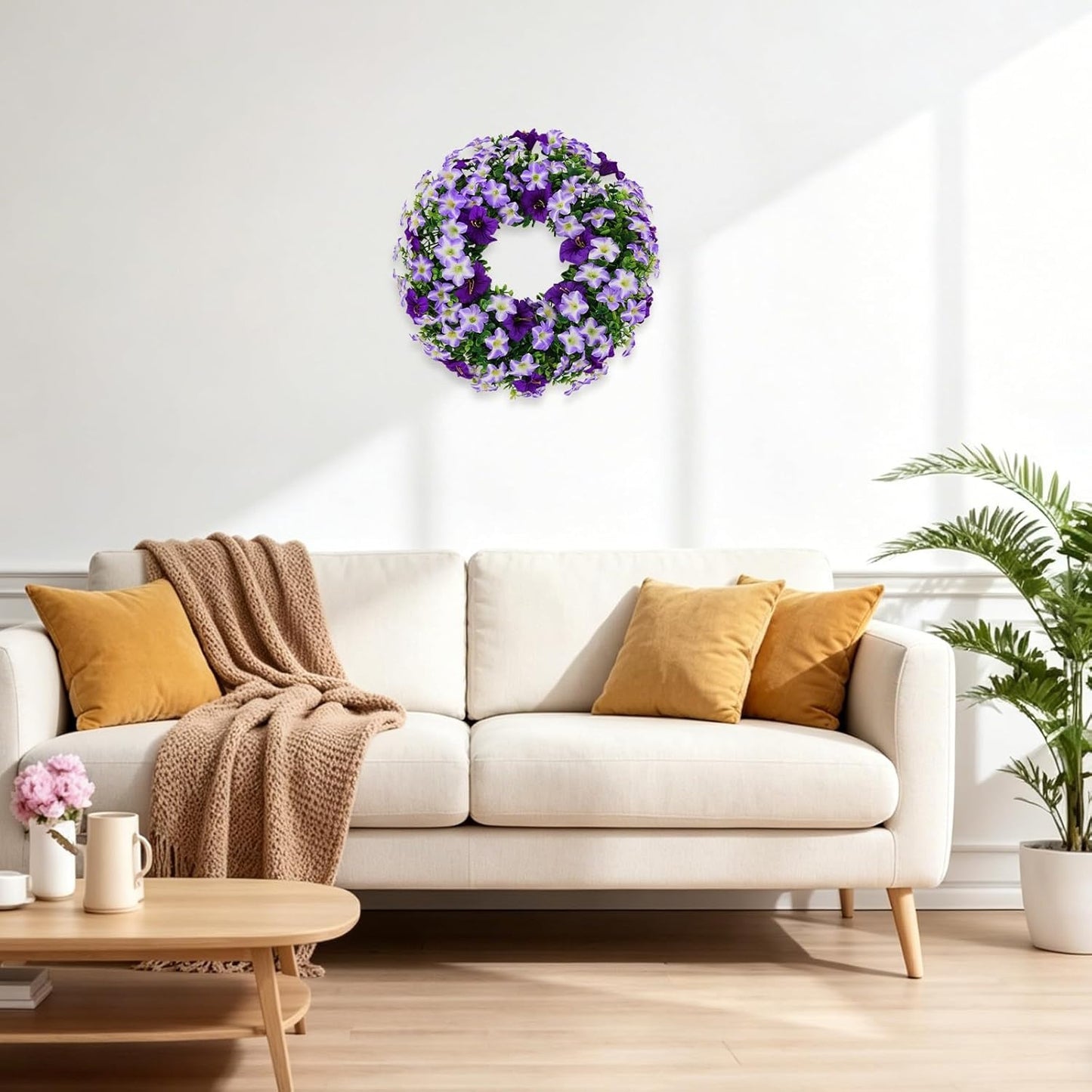 Home Collection Summer Silk Floral Wreath for Front Door 20 Inch