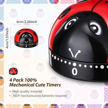 Home Collection 4-Pack Ladybug Kitchen Timers