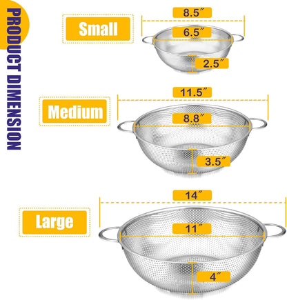 Home Collection Stainless Steel Colander Set of 3