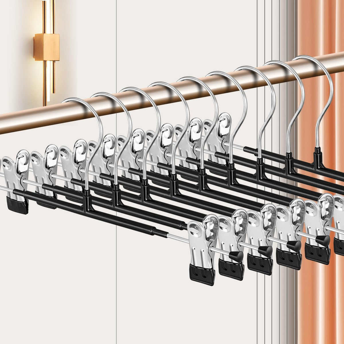 Home Collection Metal Pants Hangers with Adjustable Clips