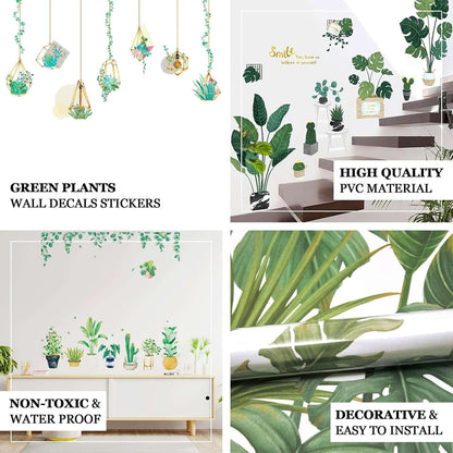 Home Collection Removable PVC Green Potted Plants Wall Stickers