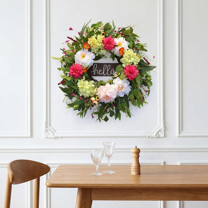 Home Collection Summer Wreath with Hello Sign 24Inch