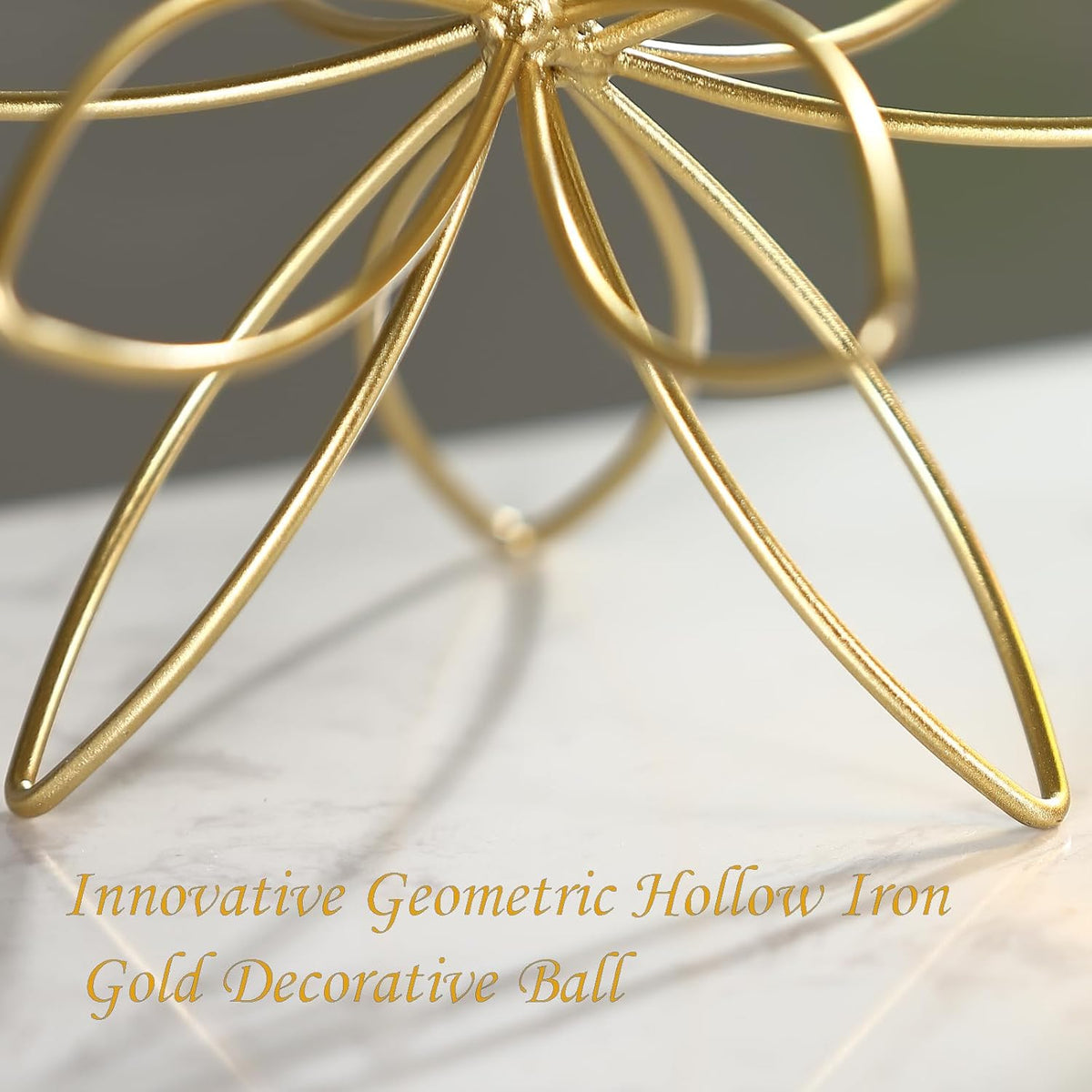 Home Collection Metal Floral Decorative Sphere Abstract Tabletop Sculpture