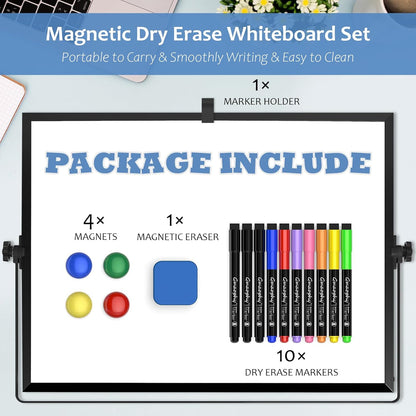 Home Collection 16" x 12" Double-Sided Magnetic Dry Erase White Board with Stand and Accessories
