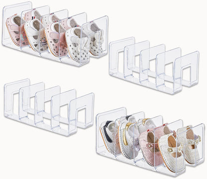 Home Collection Clear Acrylic Kids Shoe Rack Organizer 4-Pair Storage Stackable Closet Shelf