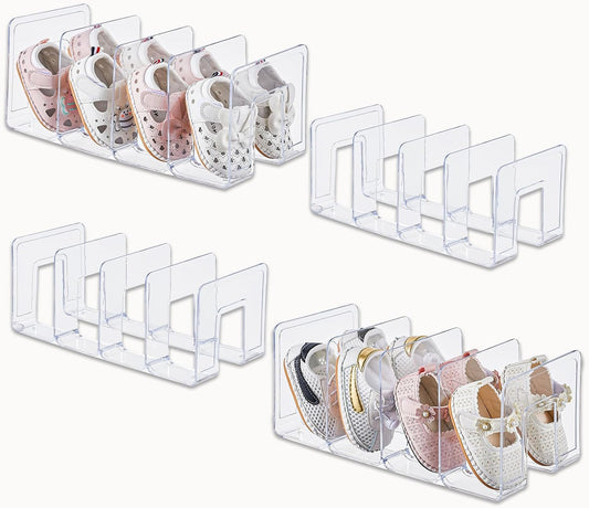 Home Collection Clear Acrylic Kids Shoe Rack Organizer 4-Pair Storage Stackable Closet Shelf