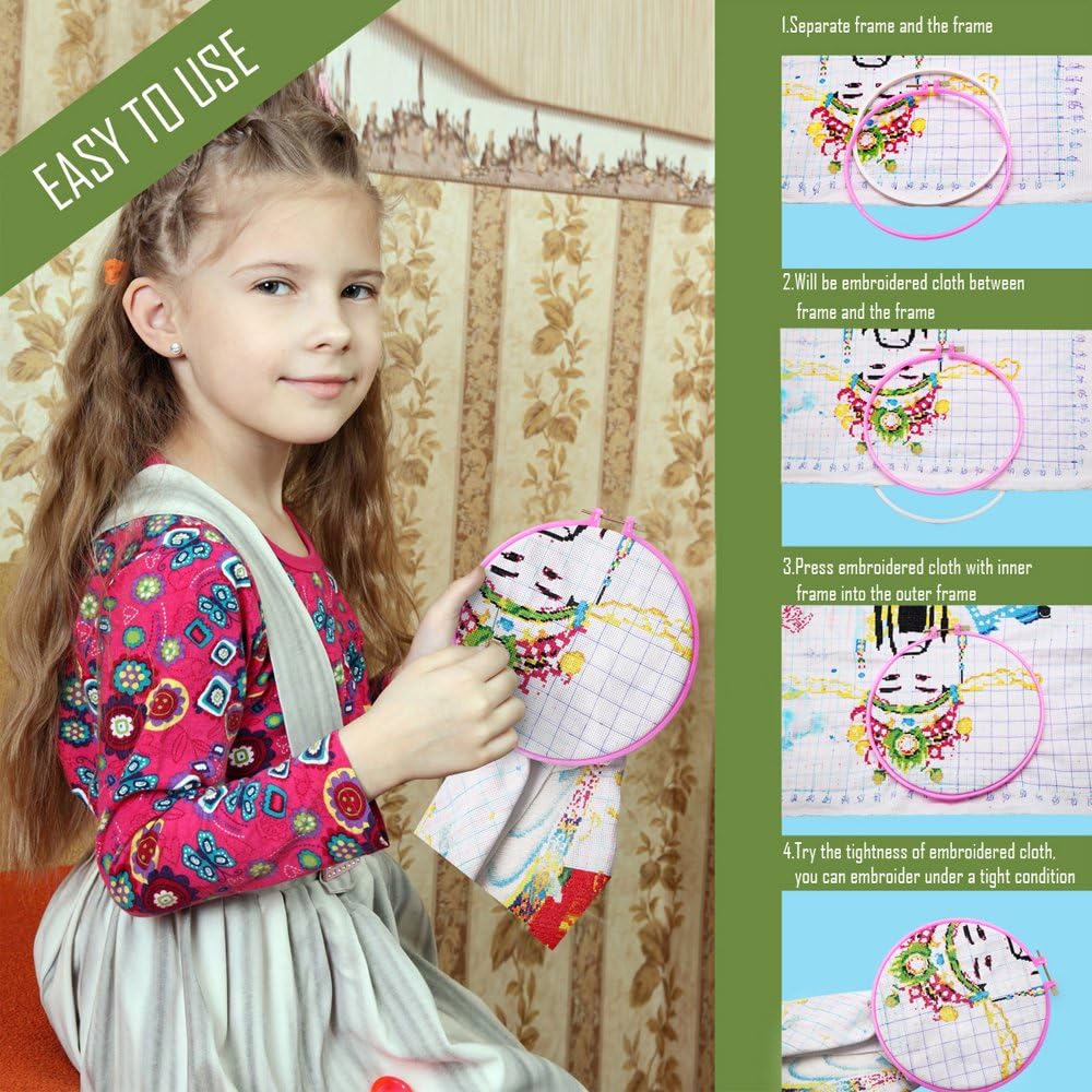 Home Collection 6-Piece Embroidery Hoops Set with 15 Needles