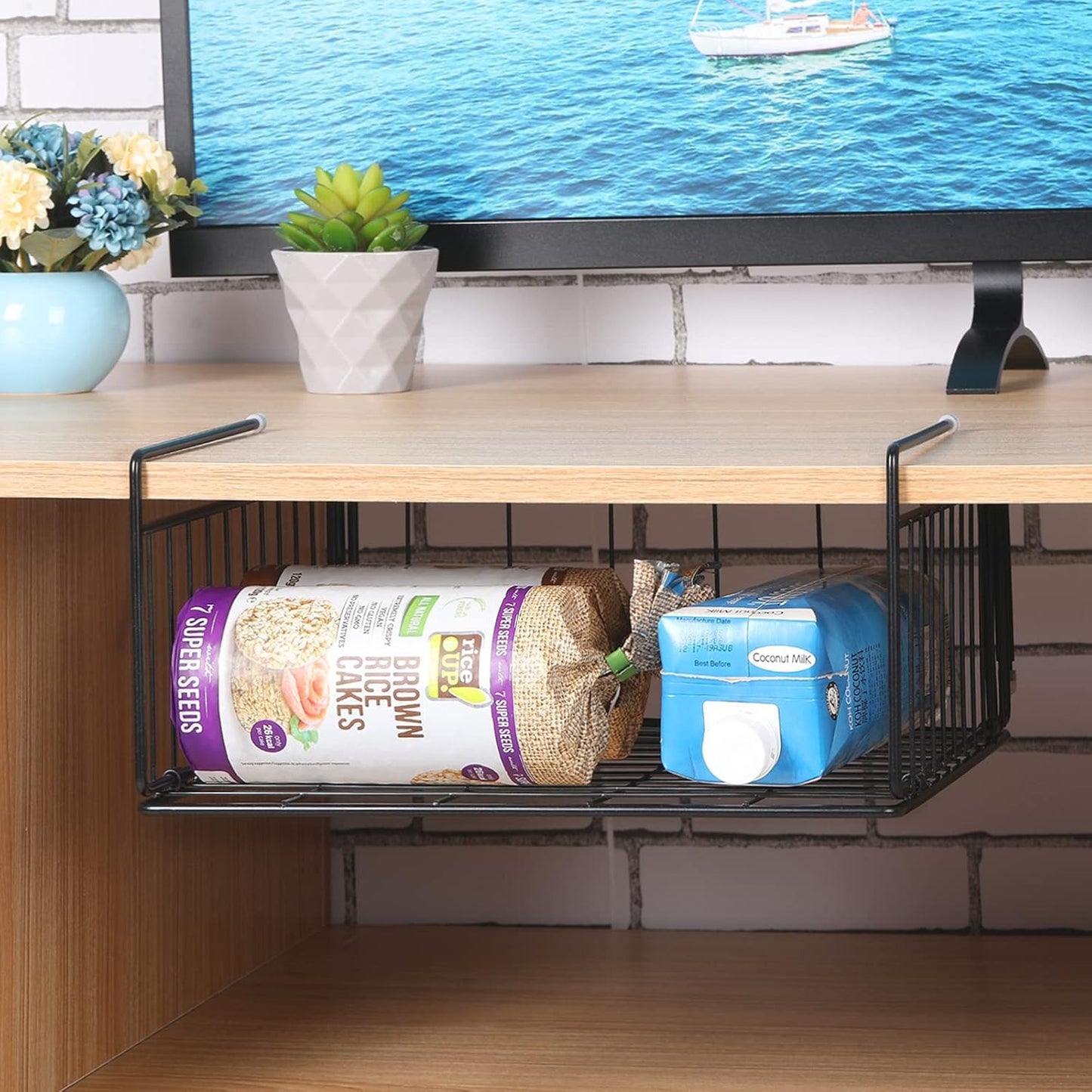 Home Collection 2-Pack Under Shelf Basket Organizer