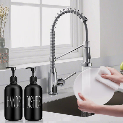 Home Collection Pack of 2 Glass Soap Dispenser Kitchen Sink Dish and Hand Soap Pump Bottles 16 oz