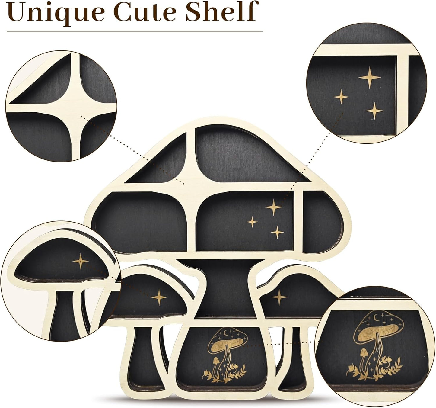 Home Collection Wooden Mushroom Floating Shelves