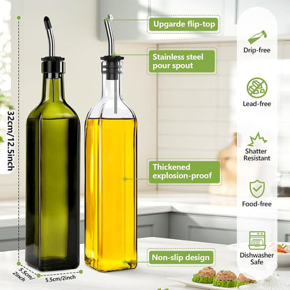 Home Collection Glass Olive Oil and Vinegar Dispenser Bottle Set