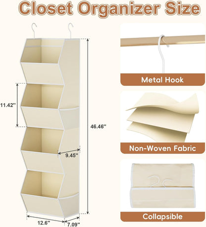 Home Collection 4-Shelf Hanging Closet Organizer with Mesh Pocket