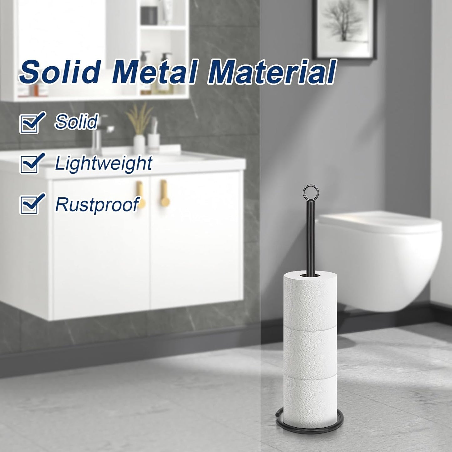 Home Collection Freestanding Metal Toilet Paper Holder Stand with 4-Roll Storage