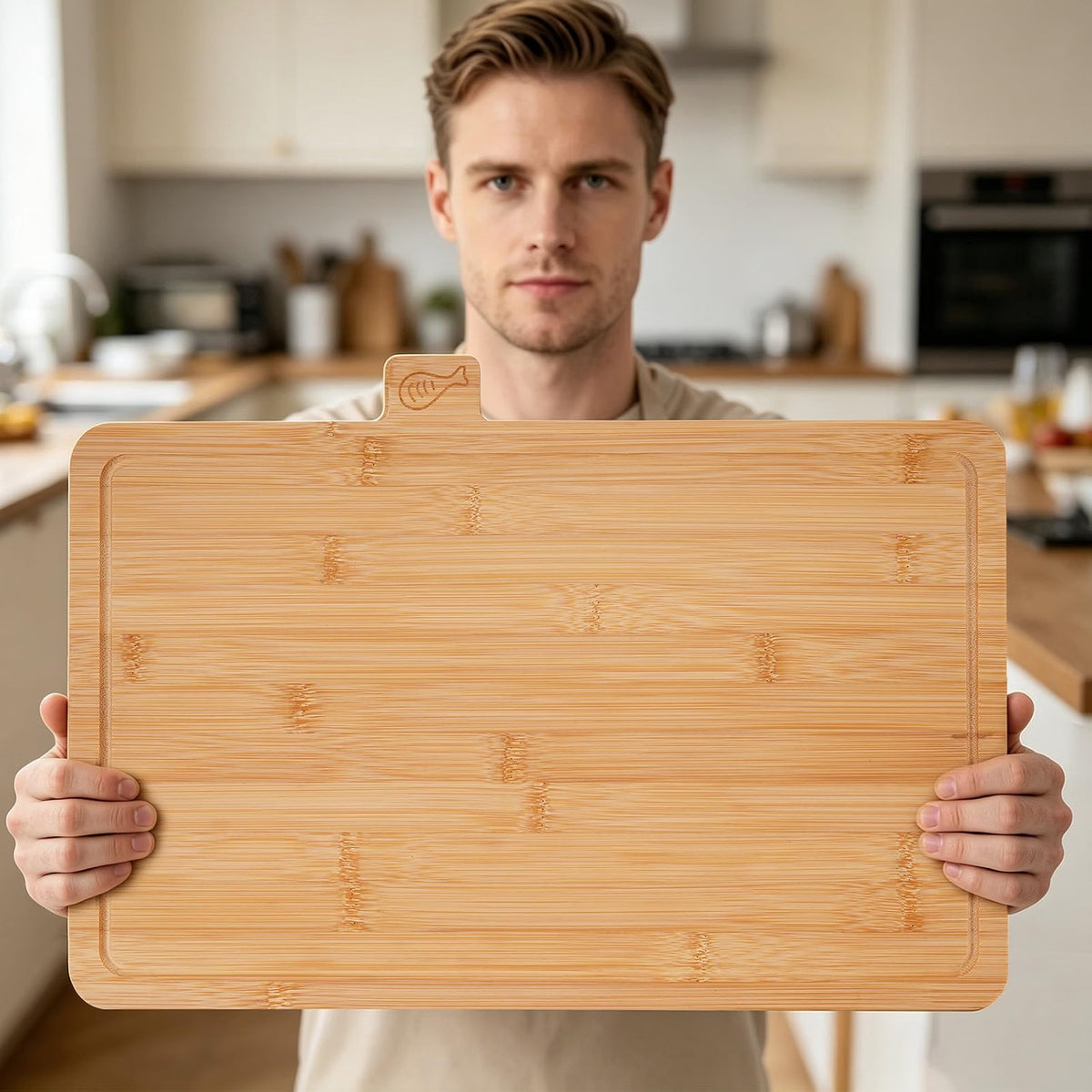 Home Collection Pack of 4 Bamboo Cutting Board Set with Storage Rack 19.9 x 4.7 x 12.6 inch