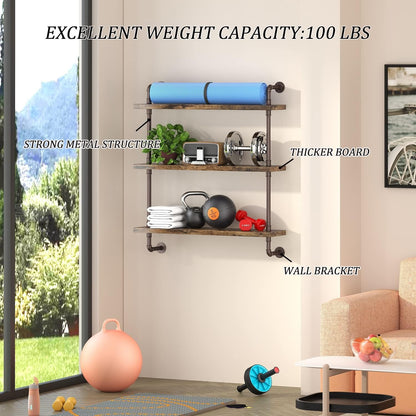 Home Collection 3-Tier Industrial Pipe Shelf  24"