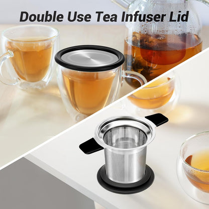 Home Collection Fine Mesh Stainless Steel Tea Infuser with Double Handles Loose Leaf Tea Steeper