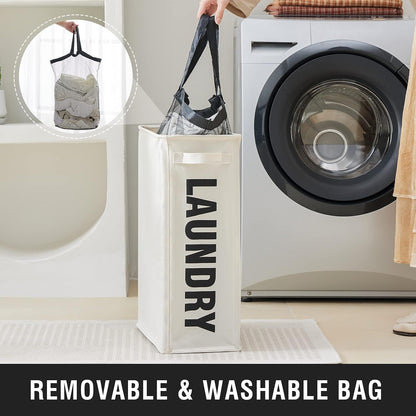 Home Collection 45L Slim Laundry Hamper with Removable Inner Bag and Side Handles