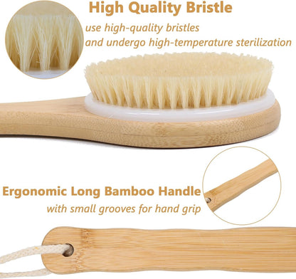 Home Collection Bamboo Long Handle Back Scrubber Brush