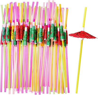 Home Collection Pack of 50 Assorted Mini Umbrella Drinking Straws