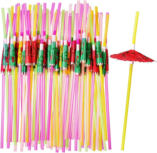 Home Collection Pack of 50 Assorted Mini Umbrella Drinking Straws