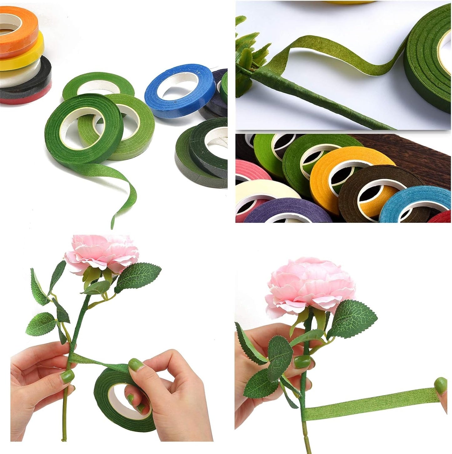 Home Collection 4Pcs Rolls Dark Green Floral Tape
