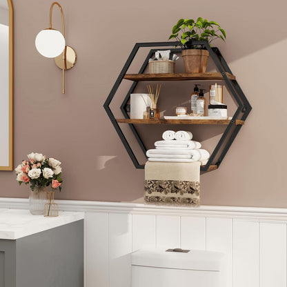 Home Collection Hexagon Floating Shelves for Wall