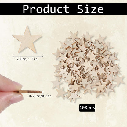 Home Collection 100Pcs Unfinished Wooden Stars for Crafts
