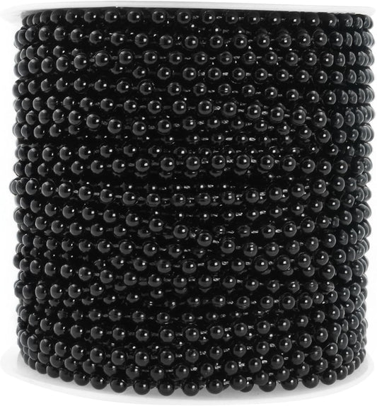 Home Collection Black Pearl Beads on a String Roll for Crafts – 4 mm, 25 Yards