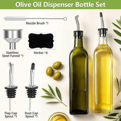 Home Collection Glass Olive Oil and Vinegar Dispenser Bottle Set