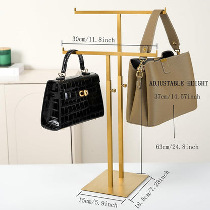 Home Collection Adjustable Double T-Shaped Purse Display Stand and Jewelry Holder
