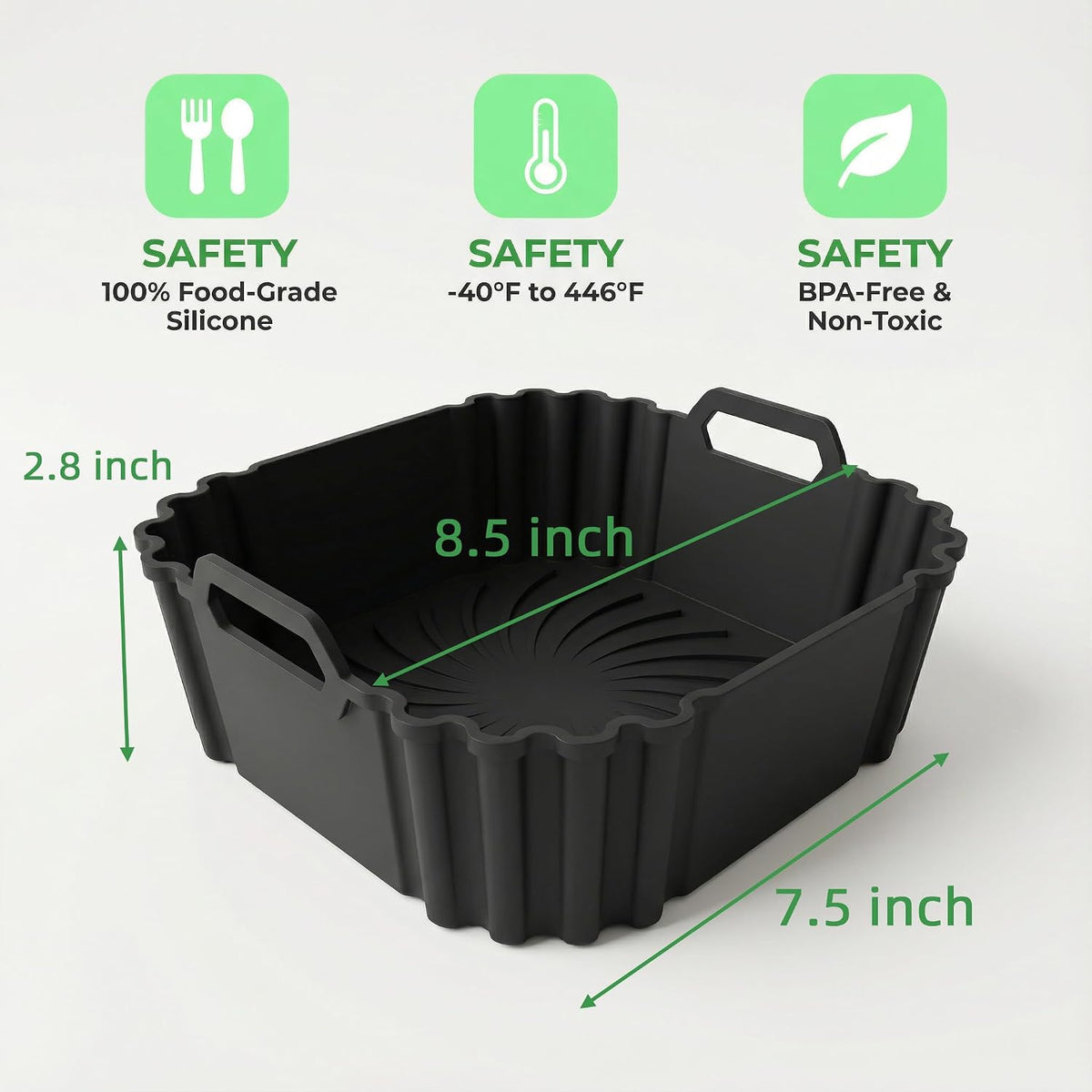 Home Collection Pack of 2 8.5-Inch Reusable Silicone Air Fryer Liners for 5–6.5QT