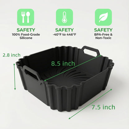 Home Collection Pack of 2 8.5-Inch Reusable Silicone Air Fryer Liners for 5–6.5QT
