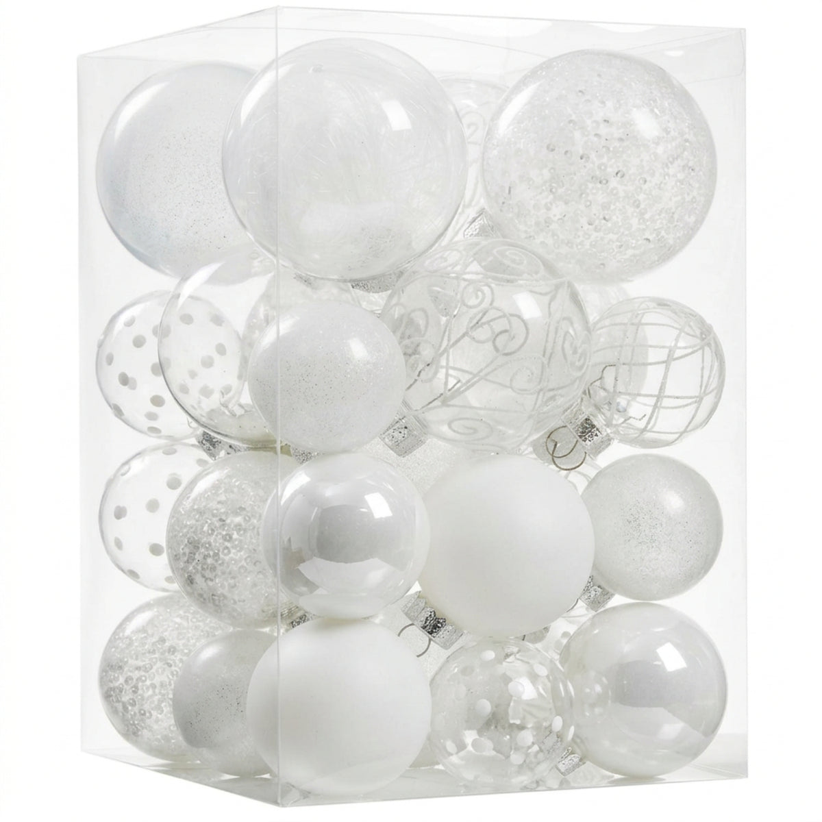 Home Collection Clear Shatterproof Christmas Ball Ornaments Large Plastic Hanging Baubles with Decorative Fillings