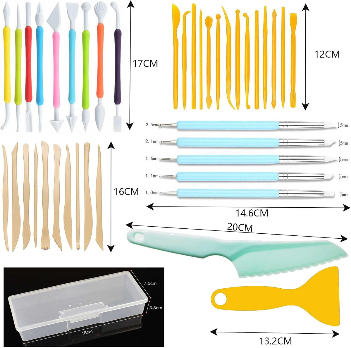 Home Collection Pack of 41 Polymer Clay Art Tools Set for Sculpting Modeling and DIY Crafts
