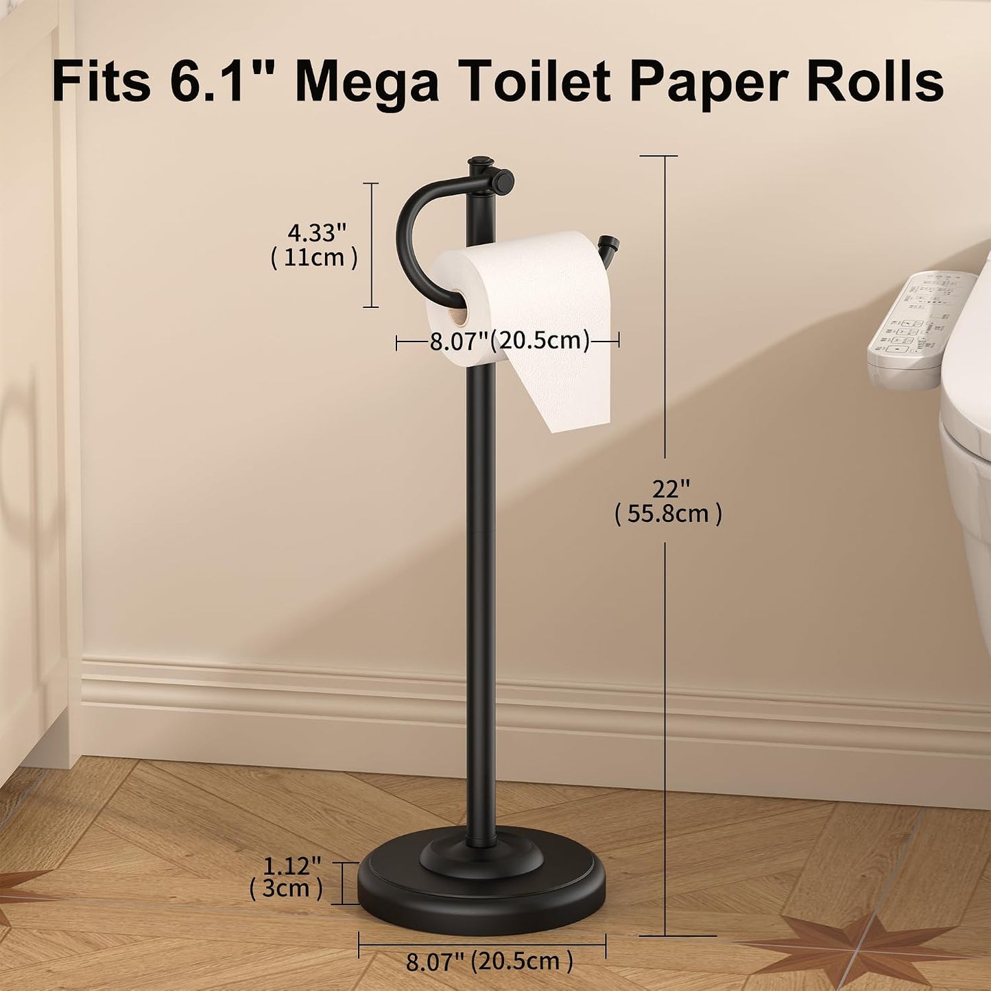 Home Collection Stainless Steel Freestanding Toilet Paper Holder Stand 25.19 Inch