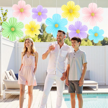 Home Collection Pastel Paper Flower Party Decorations with Gold Glitter Centers