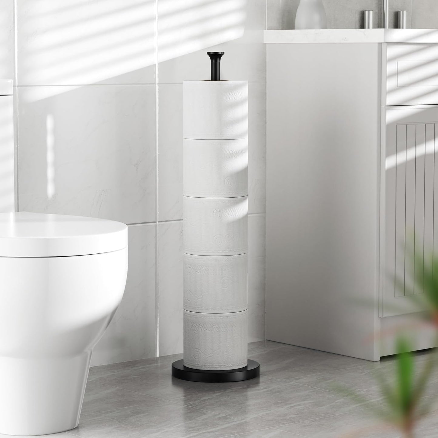 Home Collection Stainless Steel Toilet Paper Holder Stand with Reserve Storage