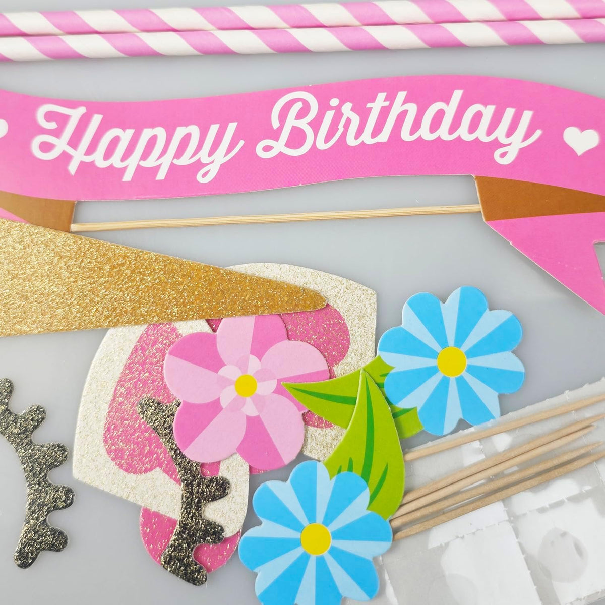 Home Collection Handmade Style Unicorn Cake Topper Set Birthday Cupcake Toppers