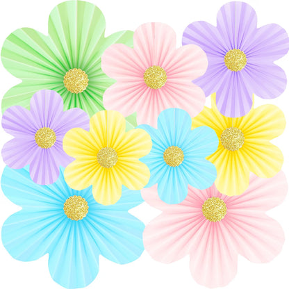 Home Collection Pastel Paper Flower Party Decorations with Gold Glitter Centers