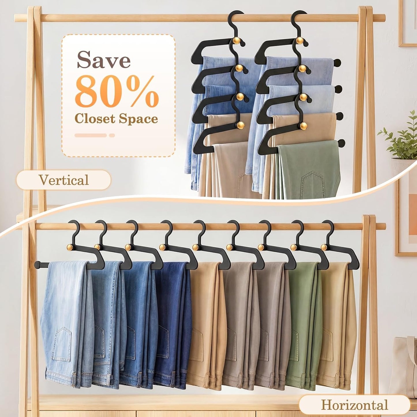 Home Collection Pack of 20 Non-Slip Pants Hangers