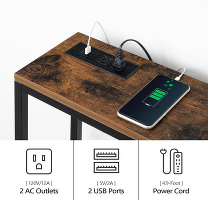 Home Collection Console Table with Power Outlet 70.9"