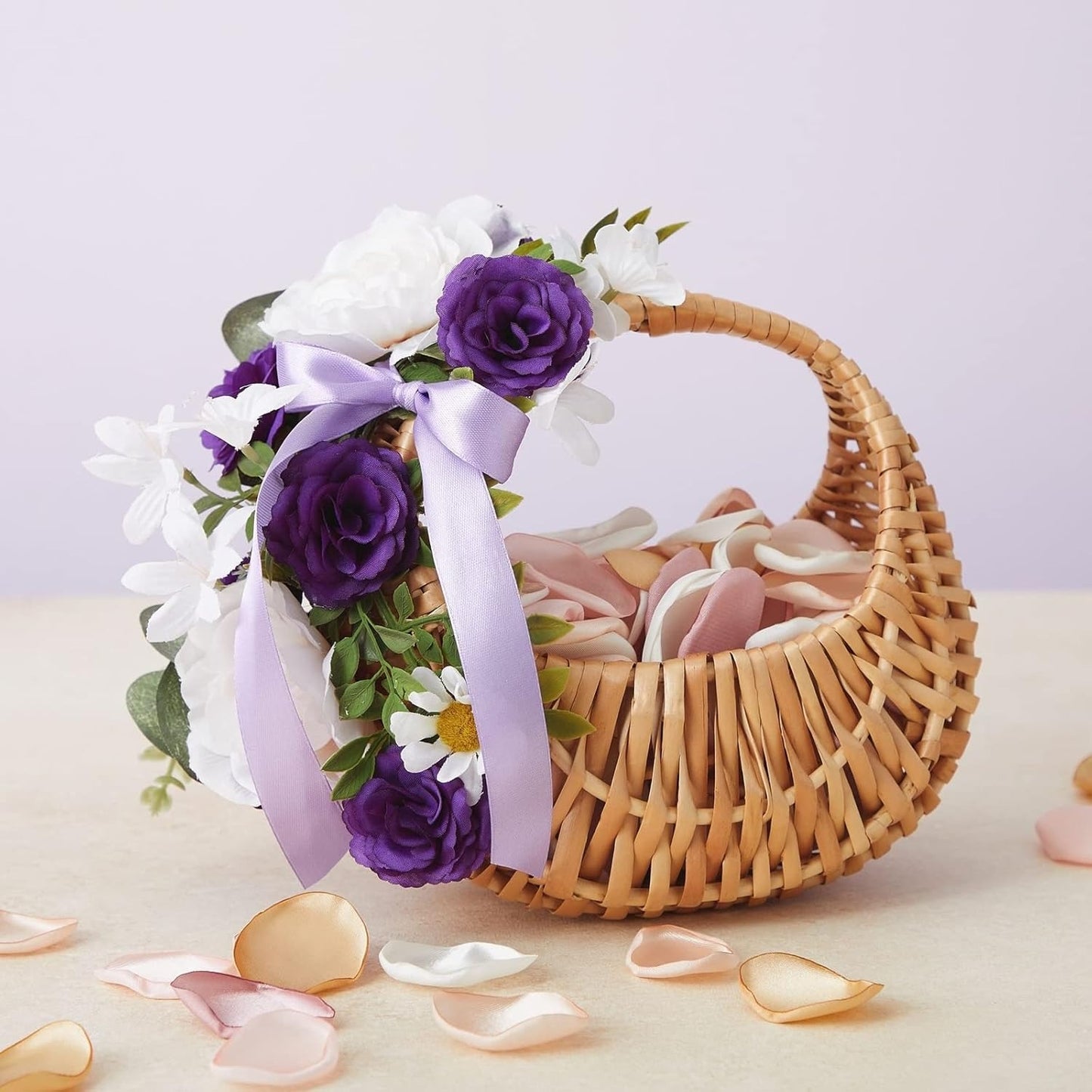 Home Collection Purple Silk Rose Heads Stemless Artificial Flowers