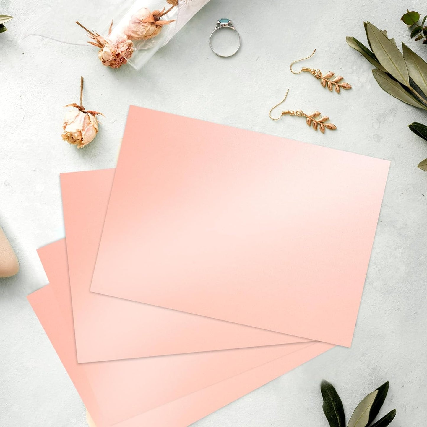 Home Collection 30 Sheets 8.3 x 11.7 Inch, 92lb/250gsm Rose Gold Pink Shimmer Cardstock