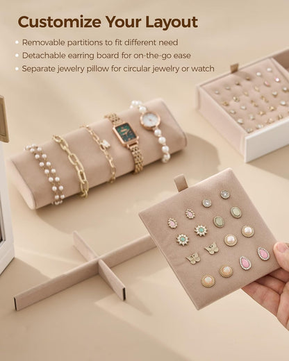 Home Collection 360° Rotating White Jewelry Cabinet with 9 Drawers