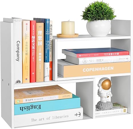 Home Collection Adjustable Stackable White Wood Desk Storage Shelf