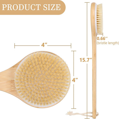 Home Collection Bamboo Long Handle Back Scrubber Brush