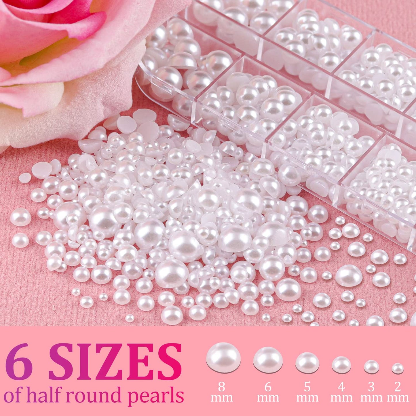 Home Collection 2700 Pcs Flat Back Pearl Nail Gems