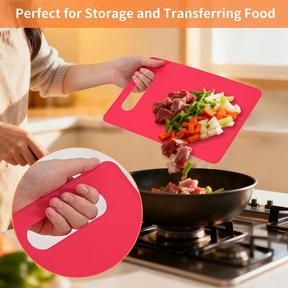 Home Collection Plastic Cutting Board Set Flexible Small Kitchen Boards with Easy-Grip Handles