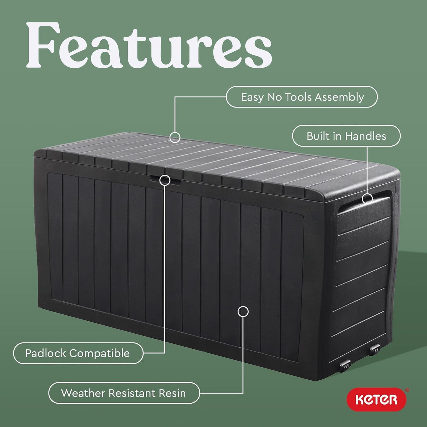 Home Collection Dark Grey Gallon Resin Deck Box