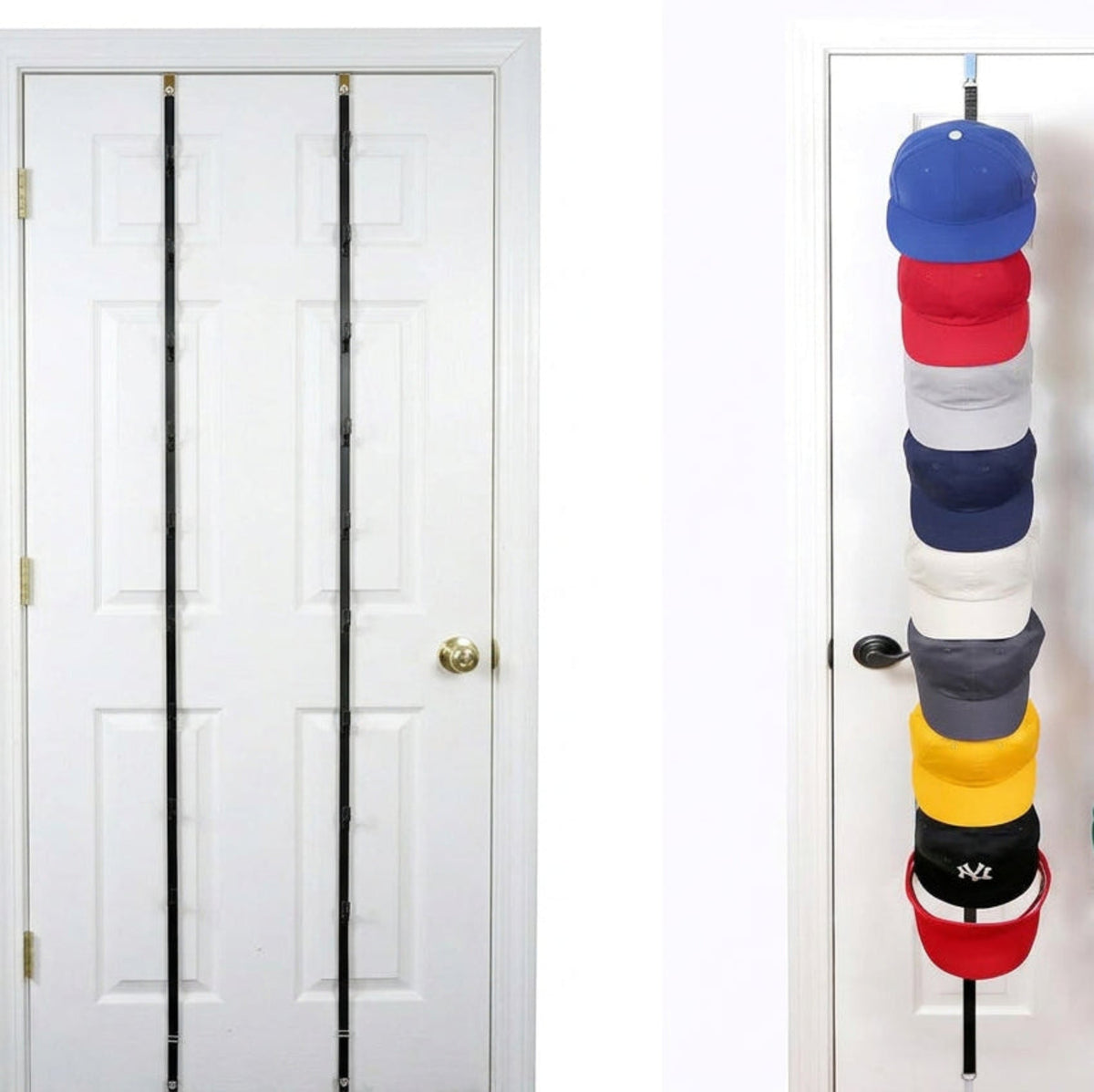 Home Collection 9-Hook Cap Rack Over-the-Door Hat Organize Black